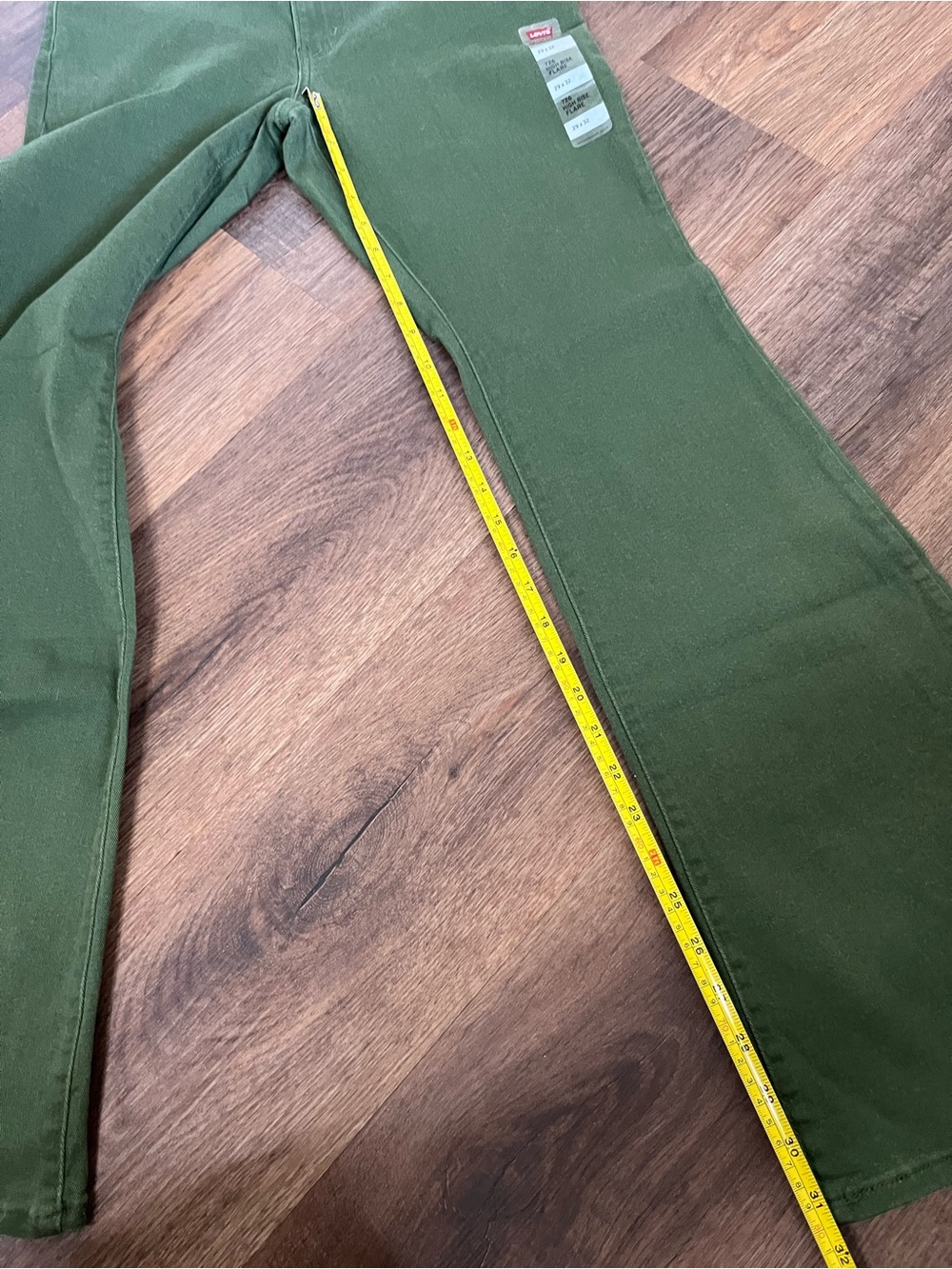Levi's 726 Western Flare Olive Green Women’s Jeans - 32” Inseam - Picture 9 of 13